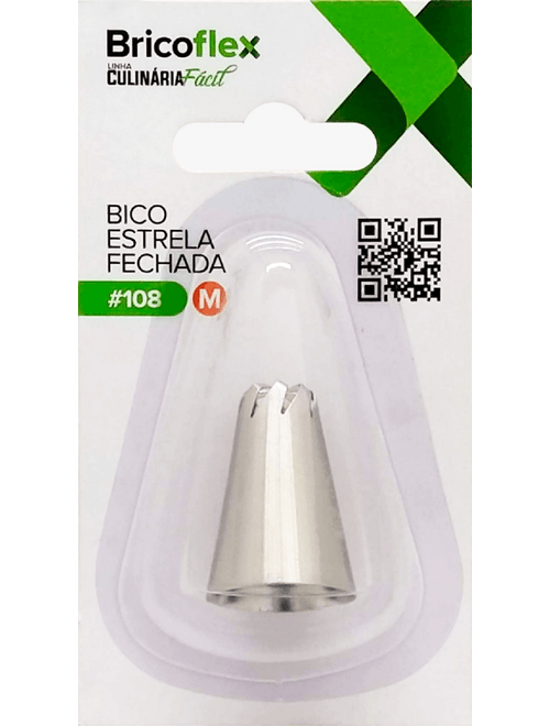 Bico para Confeitar Estrela Médio em Inox 304 - Bricoflex