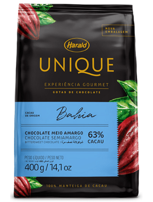 CHOCOLATE EM GOTAS 63% BAHIA UNIQUE 400G HARALD