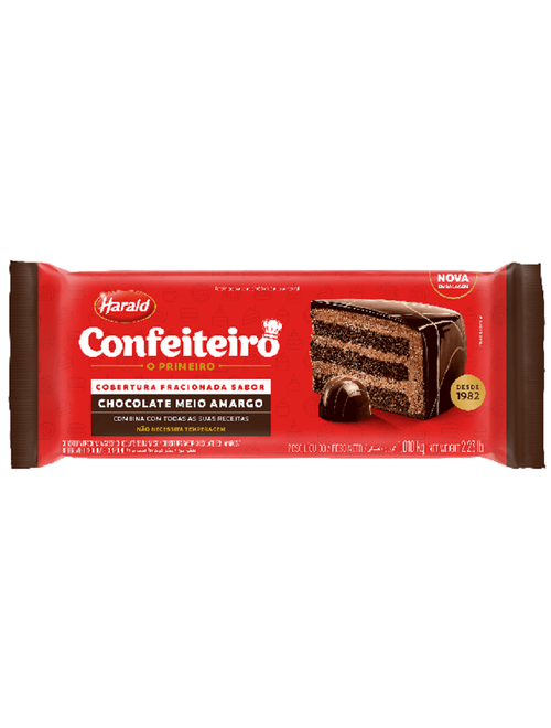 COBERTURA DE CHOCOLATE MEIO AMARGO PARA CONFEITEIRO 1,01KG HARALD