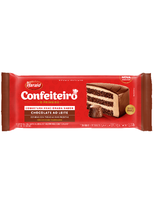 COBERTURA DE CHOCOLATE AO LEITE EM BARRA PARA CONFEITEIRO 1,01KG HARALD