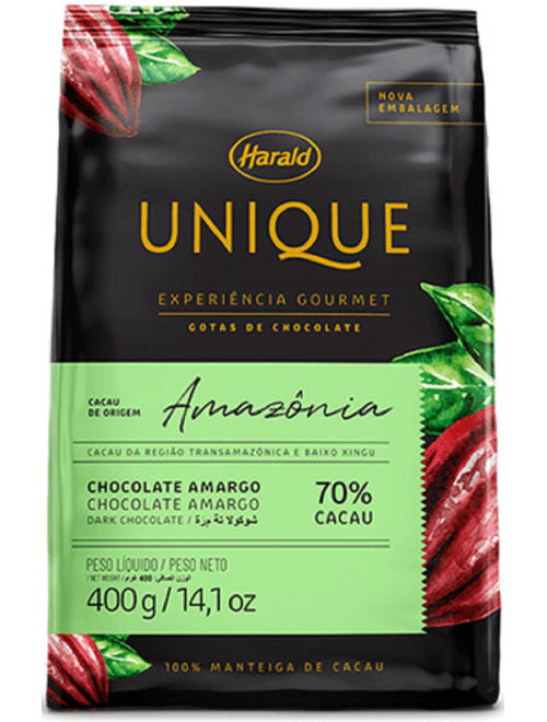 CHOCOLATE EM GOTAS AMARGO 70% AMAZONIA UNIQUE 400G HARALD