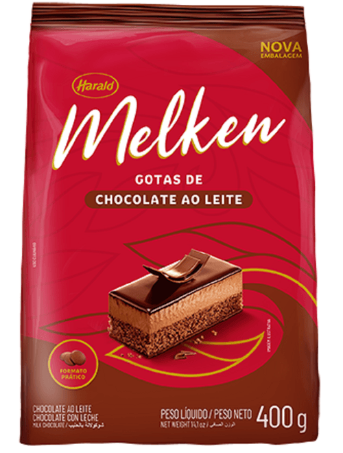 CHOCOLATE AO LEITE EM GOTAS MELKEN 400G HARALD