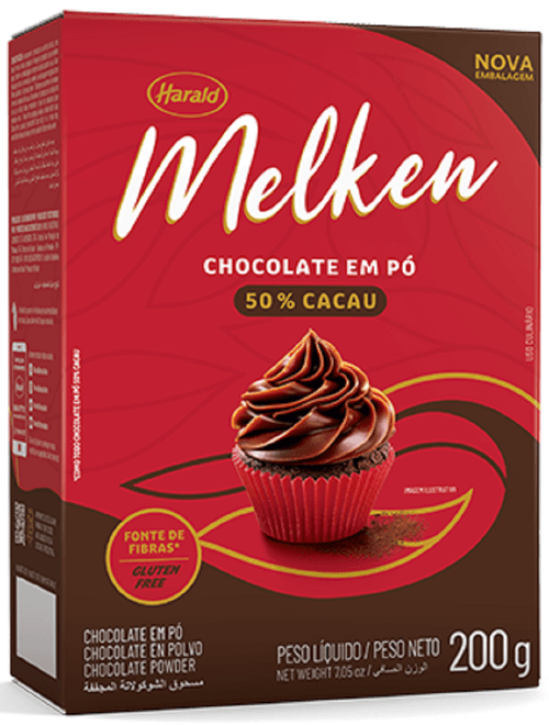 CHOCOLATE EM PÓ 50% CACAU MELKEN 200G HARALD