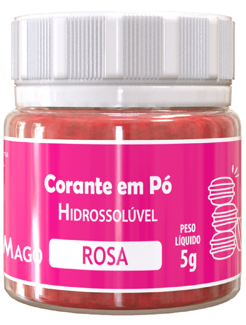 CORANTE EM PO HIDROSSOLUVEL ROSA 5G MAGO