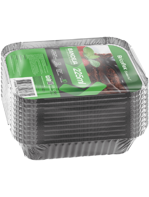 BANDEJA DE ALUMINIO DE 225ML COM 10 UNIDADES BRICOFLEX