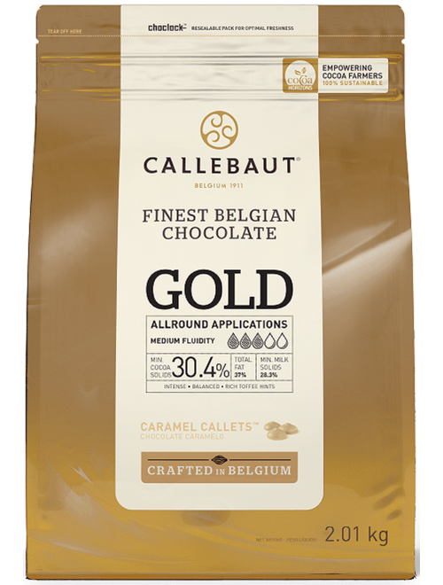 CHOCOLATE BRANCO BELGA COM CARAMELO EM GOTAS GOLD 2,01KG CALLEBAUT