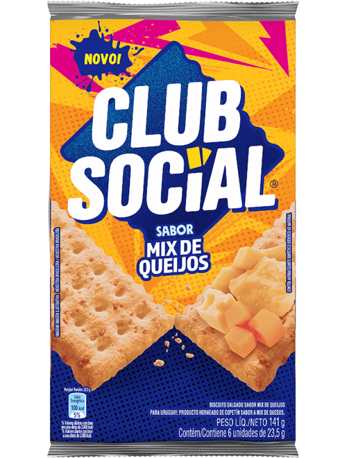 BISCOITO CLUB SOCIAL SALGADO SABOR MIX DE QUEIJOS 141G