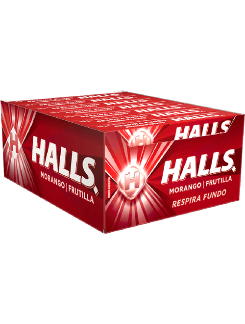 DROPS HALLS SABOR MORANGO COM 21 UNIDADES