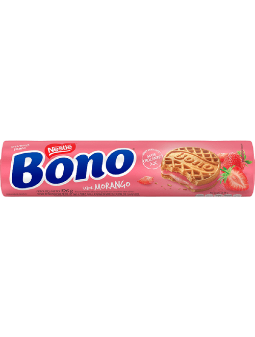 BISCOITO BONO RECHEADO SABOR MORANGO 126G