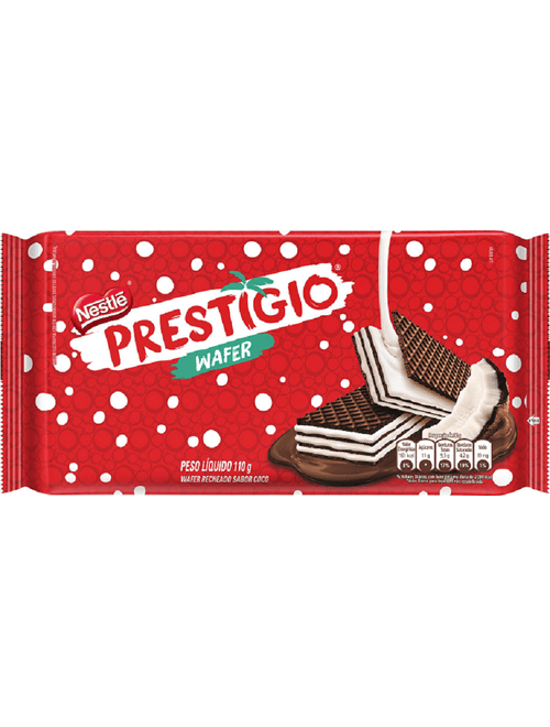 BISCOITO PRESTIGIO WAFER RECHEADO SABOR COCO 110G NESTLE
