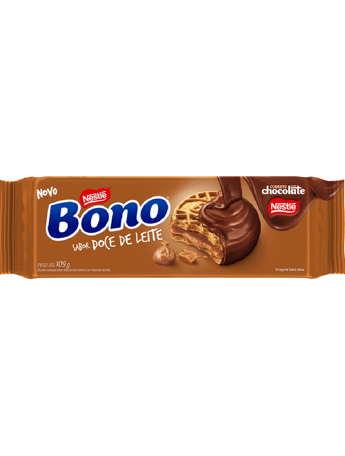 BISCOITO BONO RECHEADO SABOR DOCE DE LEITE COBERTO COM CHOCOLATE AO LEITE 109G NESTLE