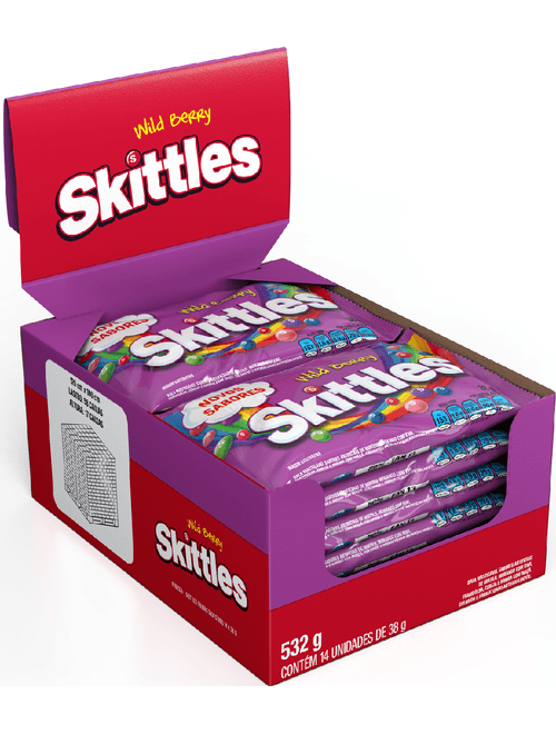 CONFEITO SKITTLES CONTEM 14 UNIDADES DE 38G CADA