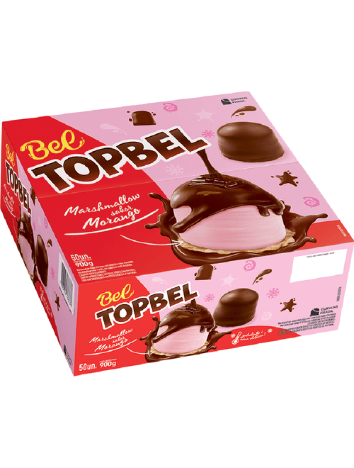 DOCE TOPBEL MARSHMALLOW SABOR MORANGO COM 50 UNIDADES