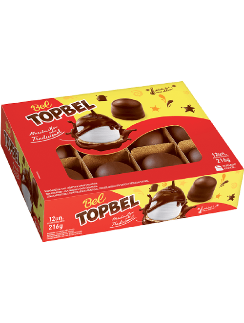 DOCE TOPBEL MARSHMALLOW SABOR TRADICIONAL 216G CONTEM 12 UNIDADES