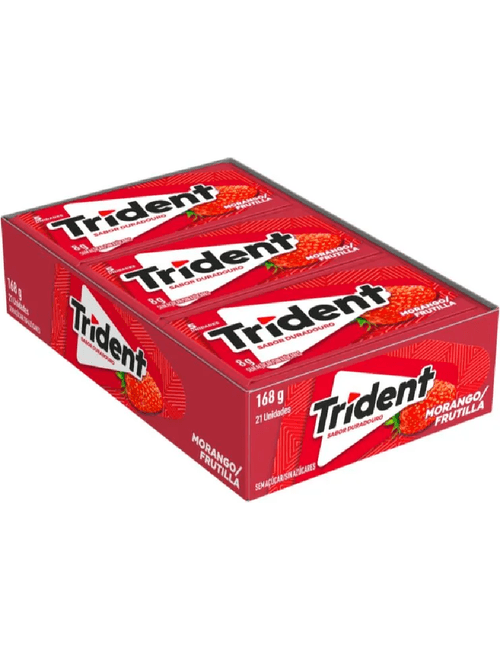 GOMA DE MASCAR TRIDENT SABOR MORANGO COM 21 UNIDADES