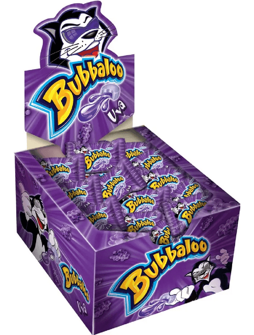 CHICLE DE BOLA BUBBALLO COM RECHEIO LIQUIDO SABOR DE UVA COM 60 UNIDADES