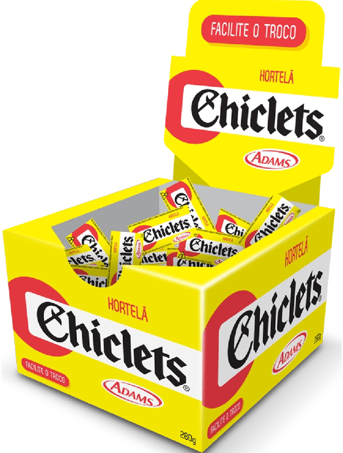 GOMA DE MASCAR CHICLETS SABOR ARTIFICIAL DE HORTELA COM 100 UNIDADES