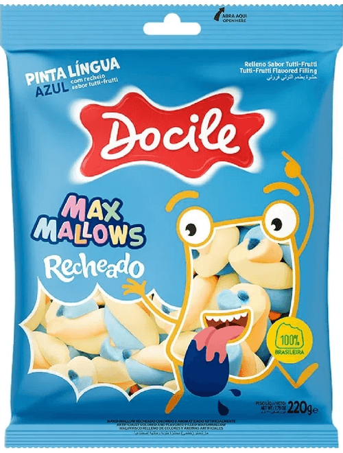 MARSHMALLOW RECHEADO SABOR BAUNILHA COM TUTTI-FRUTTI 220G DOCILE