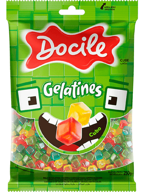BALA DE GELATINA COLORIDA CUBO 250G DOCILE