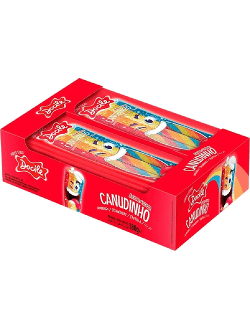 BALA COLORIDA 180G CANUDINHO MORANGO CITRICO COLORIDO CONTEM 12 UNIDADES DE 15G CADA