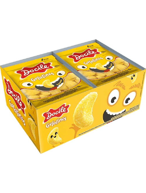 BALA DE GELATINA COLORIDA BANANA CONTEM 12 PACOTES DE 15G CADA
