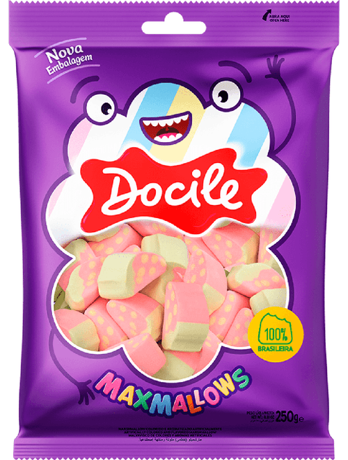 MARSHMALLOW COLORIDO MORANGO 250G DOCILE