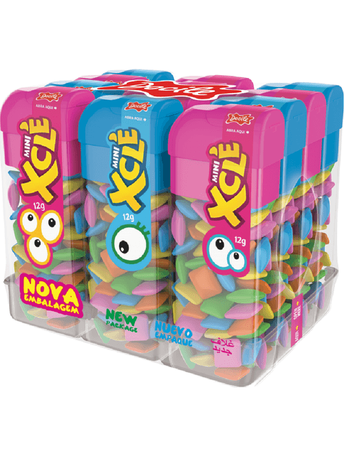 GOMA DE MASCAR MINI XCLE TUTTI FRUTTI CONTEM 12 UNIDADES DE 12G CADA DOCILE