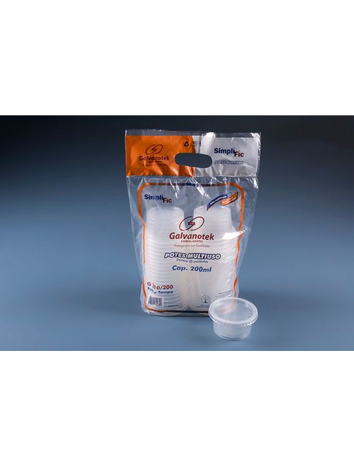 G310 POTE REDONDO COM TAMPA 200ML PACOTE COM 25 UNIDADES DIMENSAO INT.: ?90X50MM