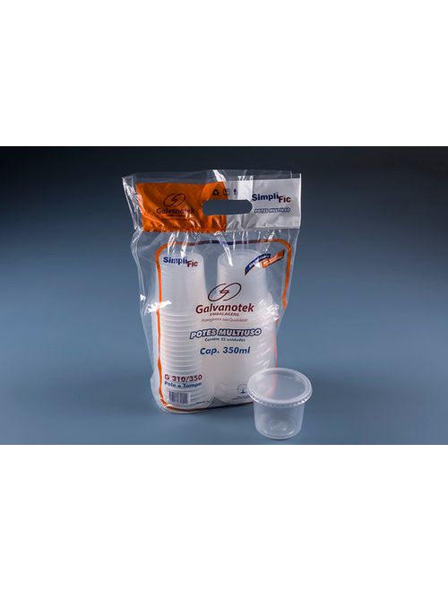G310 POTE REDONDO COM TAMPA 350ML PACOTE COM 25 UNIDADES DIMENSAO INT.: ?90X80MM