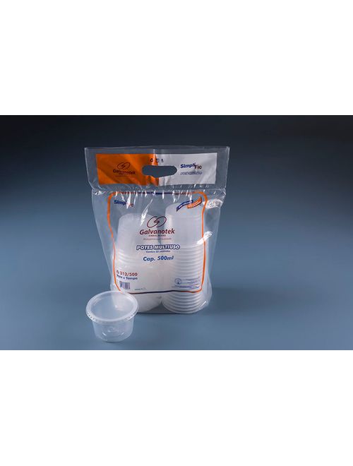 G312 POTE REDONDO COM TAMPA 500ML -PACOTE COM 25 UNIDADES - DIMENSAO INT.: ?110X75MM