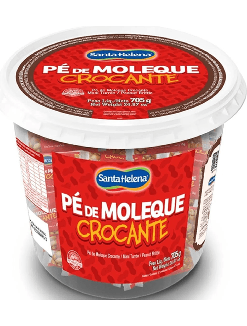 DOCE PE DE MOLEQUE CROCANTE EMBALADO POTE 705G CONTEM 47 UNIDADES DE 15G CADA SANTA HELENA