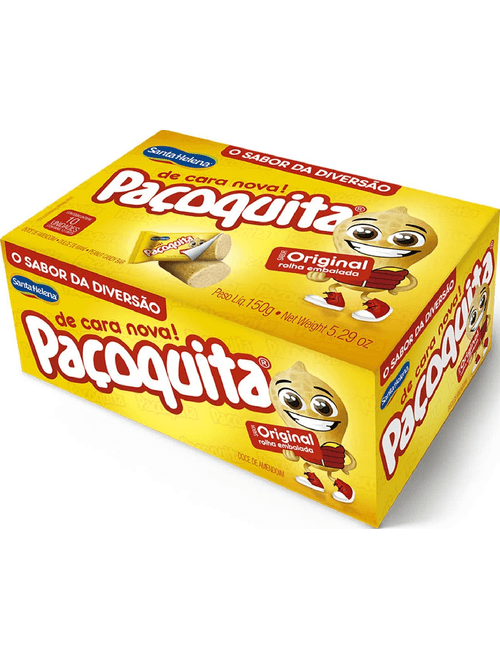 DOCE DE AMENDOIM PACOQUITA ROLHA EMBALADA 150G CONTEM 10 UNIDADES DE 15G CADA SANTA HELENA