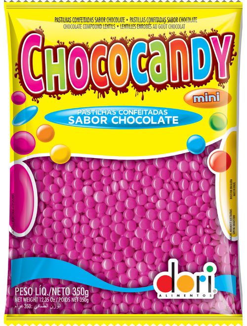 CONFEITO SABOR CHOCOLATE MINI CHOCOCANDY ROSA 350G DORI