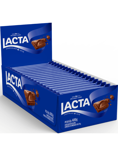 CHOCOLATE LACTA AO LEITE DISPLAY COM 20 UNIDADES DE 20G CADA