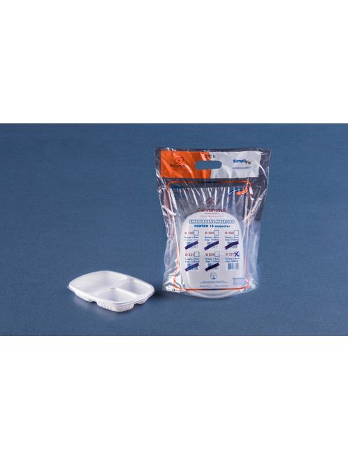 G331 EMBALAGEM REFEICAO 03 DIVISORIAS BAIXO COM 10 - 850ML - DIMENSAO EXT.: 268X183X40MM GALVANOTEK