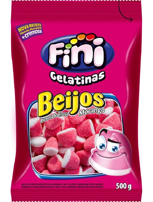BALA FINI 500G BEIJOS MORANGO FINI