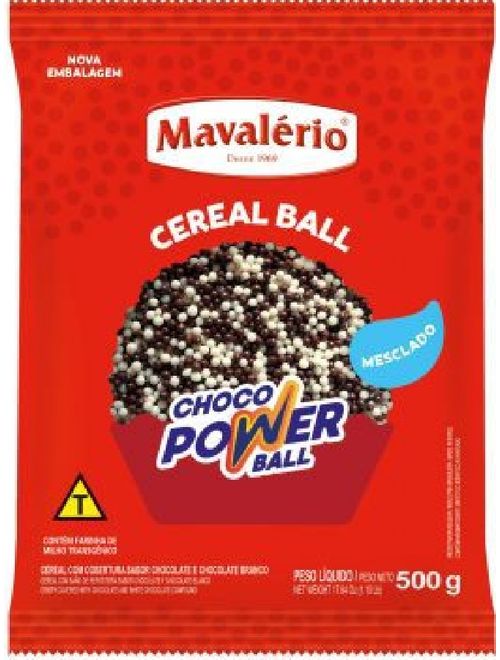CHOCO POWER BALL MICRO CHOCOLATE BRANCO E AO LEITE 500G MAVALERIO