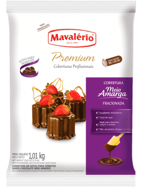 CHOCOLATE COBERTURA GOTAS MEIO AMARGO 1,01KG  MAVALERIO