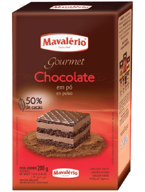 CHOCOLATE EM PO GOURMET 200G 50%CACAU MAVALERIO