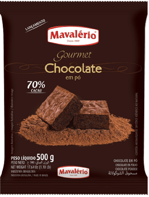 CHOCOLATE EM PO GOURMET 70% CACAU 500G MAVALERIO