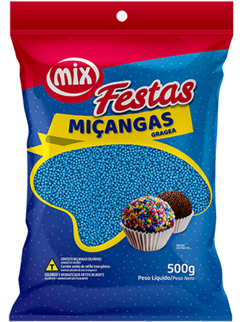 CONFEITO MICANGA 500G AZUL MIX