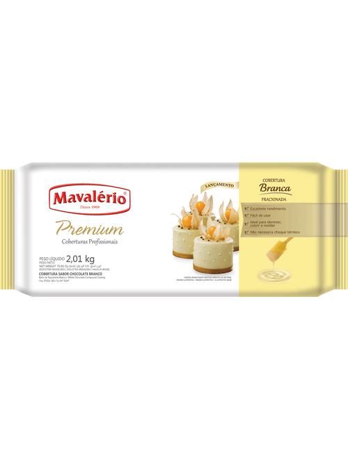 CHOCOLATE COBERTURA FRACIONADO PREMIUM 2.01KG BRANCO MAVALERIO