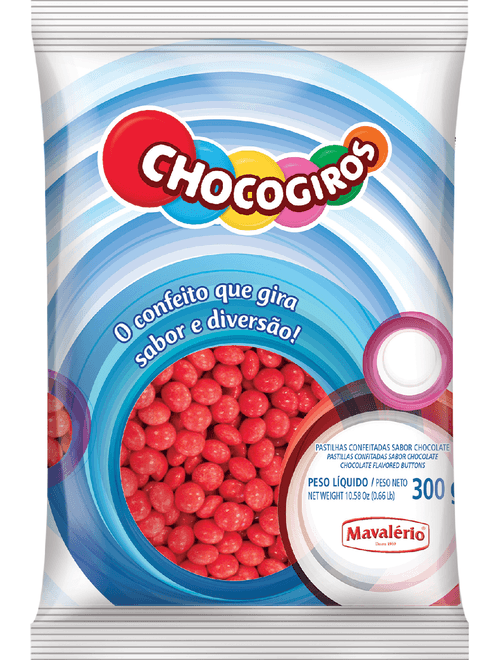 PASTILHA CHOCOGIROS 300G VERMELHO MAVALERIO