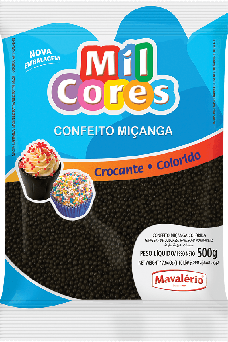 Mavalério – Presente nos doces momentos » » CONFEITO MIÇANGA PRETA Nº 0 MIL  CORES