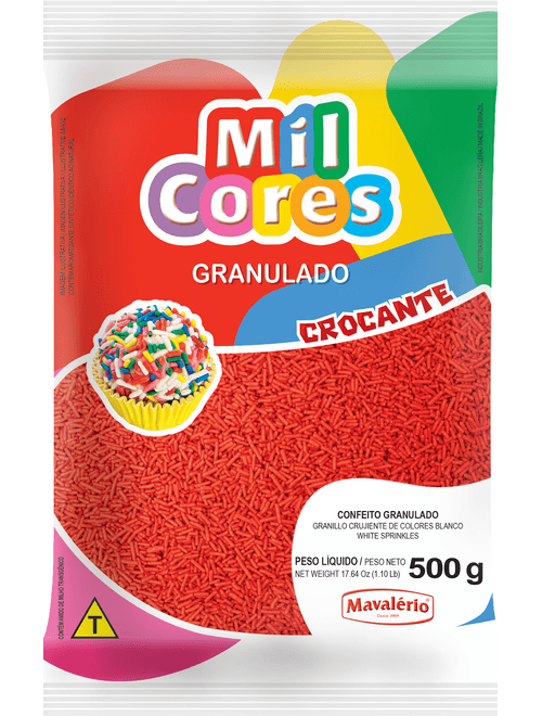 GRANULADO CROCANTE 500G VERMELHO MAVALERIO
