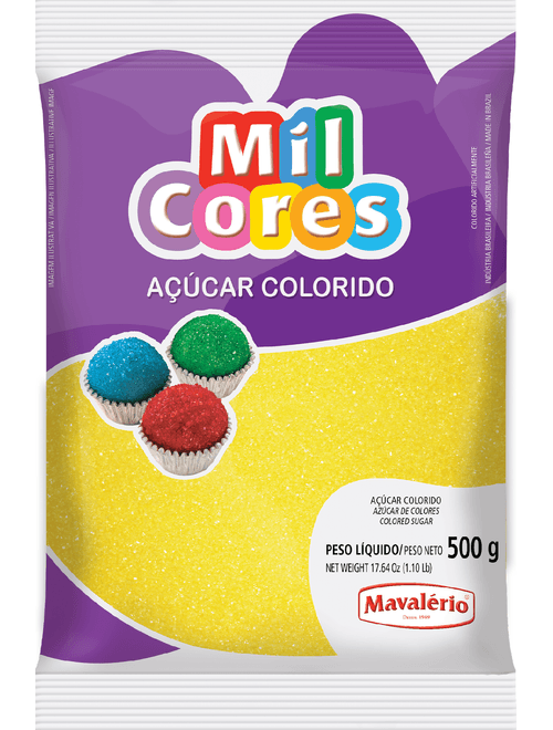 ACUCAR COLORIDO 500G AMARELO MAVALERIO