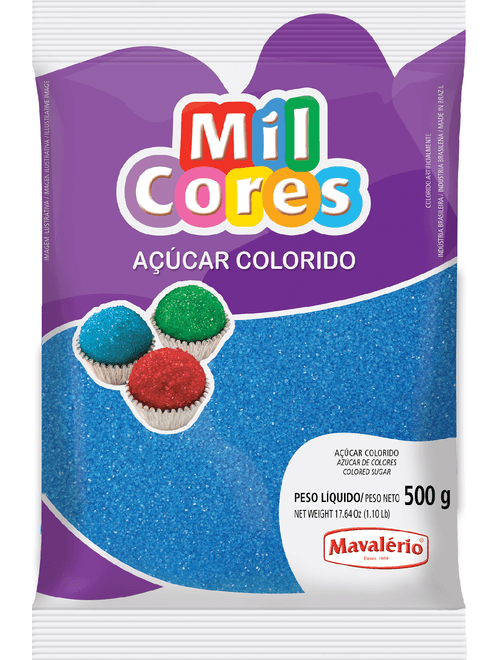 ACUCAR COLORIDO 500G AZUL MAVALERIO
