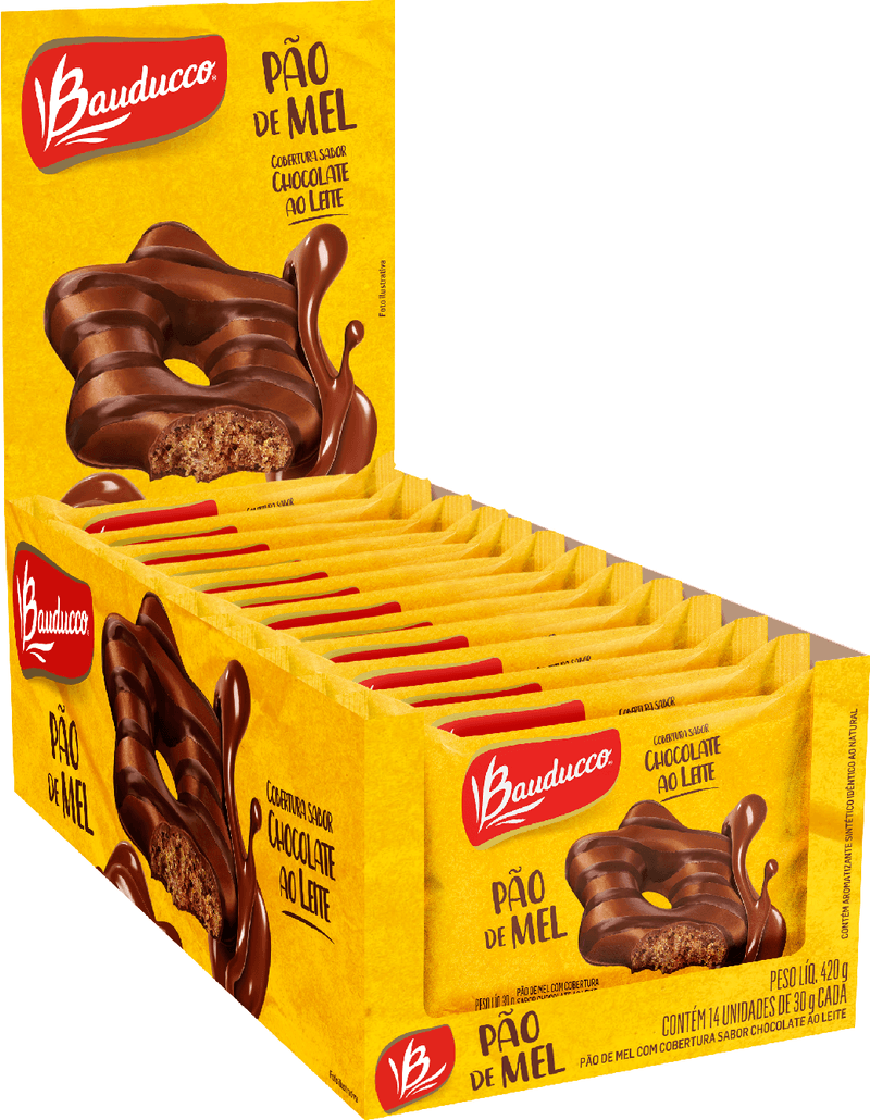 Pão de Mel Bauducco cobertura de Chocolate ao leite e Chocolate Branco 240G