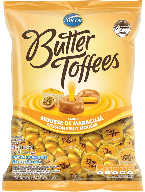 BALA BUTTER TOFFE 500G MARACUJA ARCOR