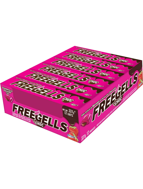 DROPS FREEGELLS  PLAY SABOR MORANGO E CHOCOLATE COM C/12 UNIDADES RICLAN